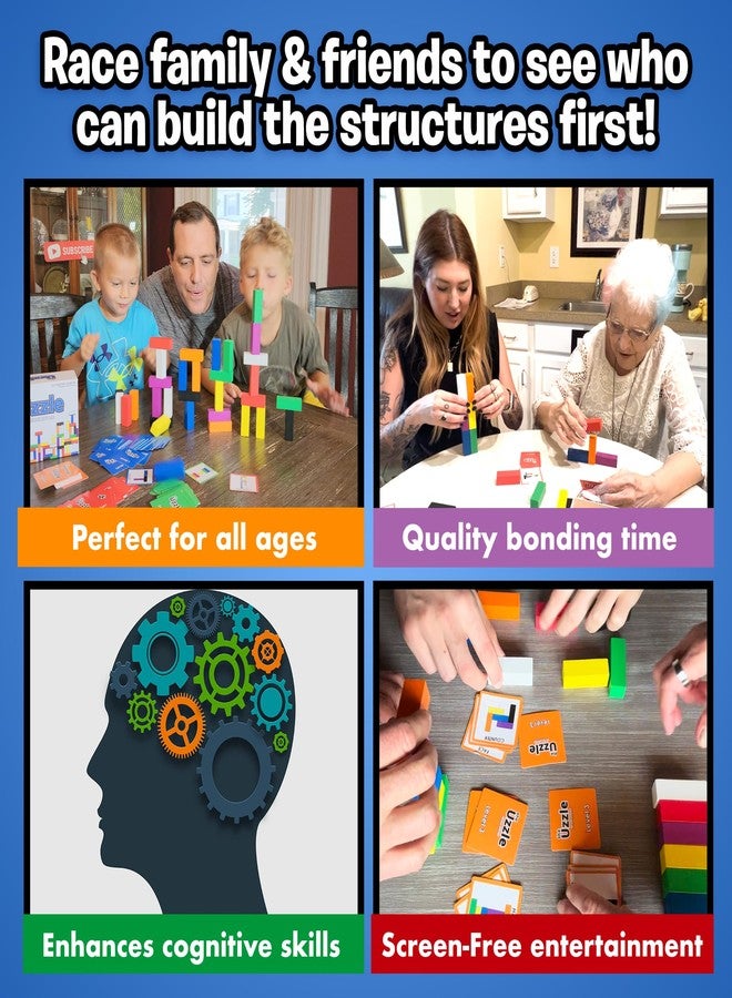The Uzzle Stack Royale Board Game, Fast & Fun Family Board Game for Children & Adults, Color Block Puzzles Games for Ages 4+ - Image 2